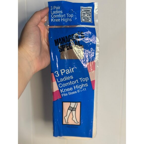 VTG 3-Pack Ladies Comfort Top Knee Highs Size 8½–11 Manager’s Special Packaging - Picture 1 of 5